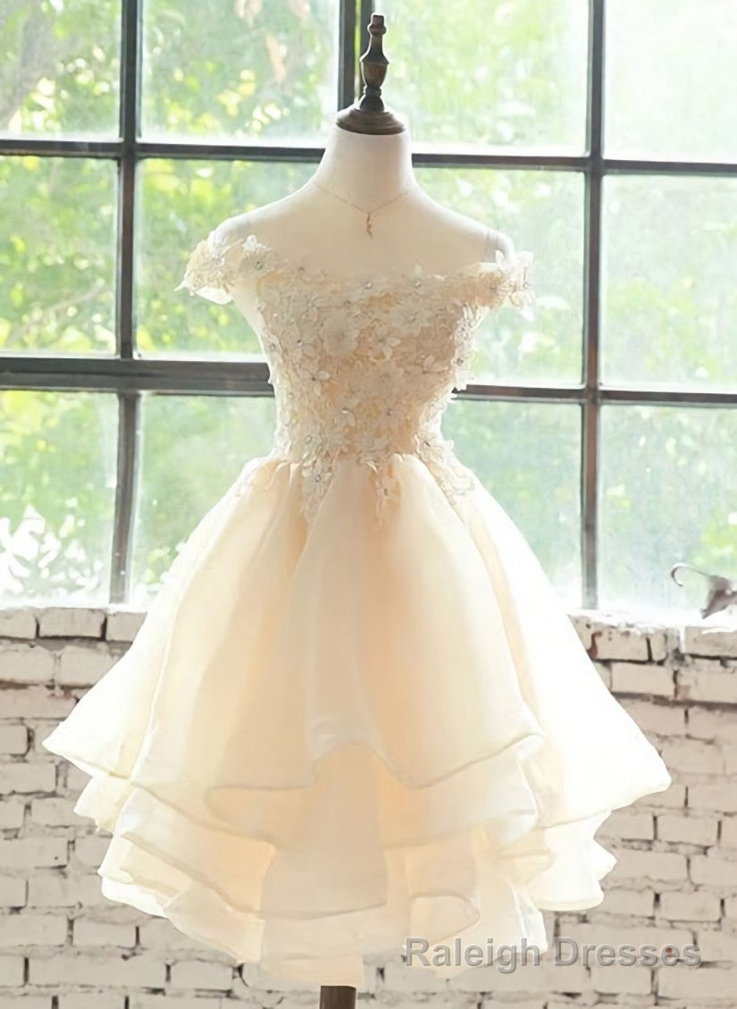 Lovely Flowers Organza Layers Short Prom Dress, Cute Homecoming Dress Prom Dress