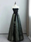 Lovely Green And Black Sweetheart Long Prom Dresses A-Line Prom Dresses Prom Dresses