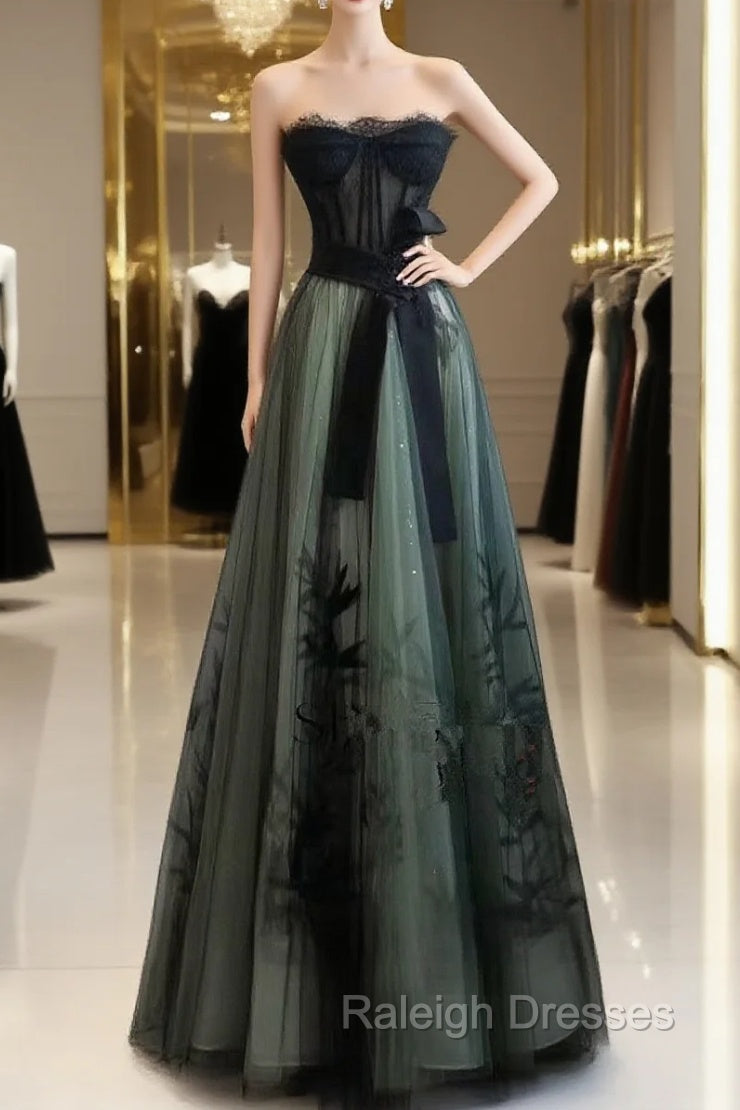 Lovely Green And Black Sweetheart Long Evening Dress, A-Line Prom Dress Party Dress Main image