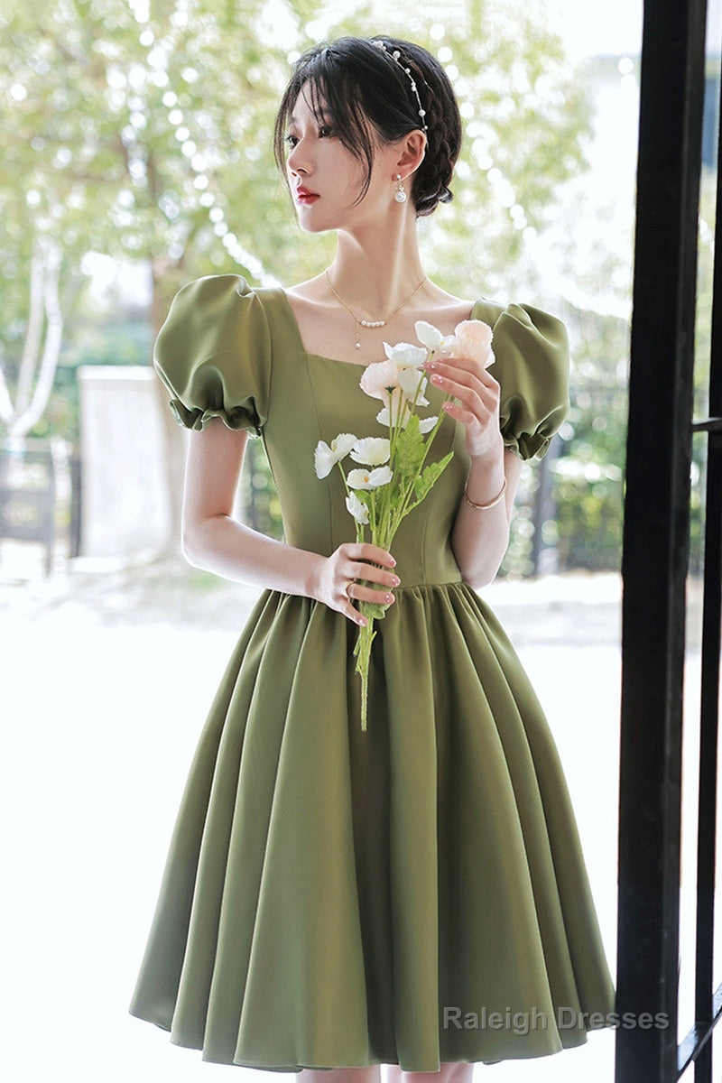 Lovely Green Short Sleeves Prom Dresses Green Short Prom Dresses Homecoming Dresses