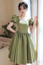 Lovely Green Short Sleeves Prom Dresses Green Short Prom Dresses Homecoming Dresses