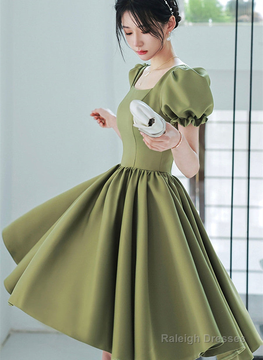 Lovely Green Short Sleeves Prom Dresses Green Short Prom Dresses Homecoming Dresses Main image