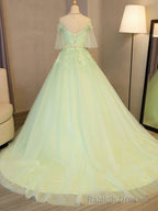 Lovely Green Tulle Long Formal Dress Prom Dresses, Green Prom Gowns Prom Dress