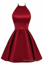Lovely Halter Short Prom Dress, Homecoming Dresses , Satin Formal Dress