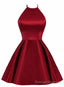 Lovely Halter Short Prom Dress, Homecoming Dresses , Satin Formal Dress