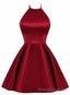 Lovely Halter Short Prom Dress, Homecoming Dresses , Satin Formal Dress
