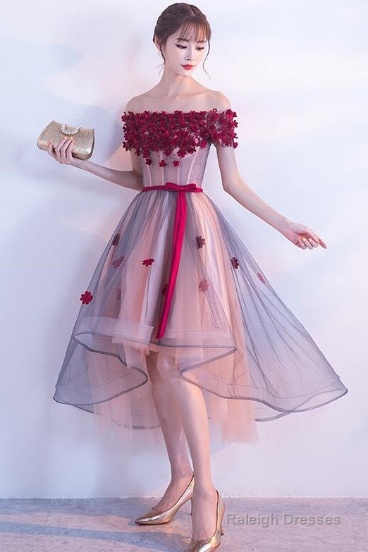 Lovely High Low Flowers Party Dress , Homecoming Dress