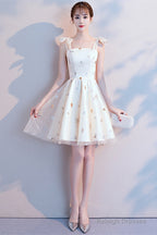 Lovely Ivory Short Party Dress Homecoming Dress, Ivory Simple Short Prom Dress