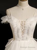 Lovely Ivory Sweetheart Beaded Tullle Homecoming Dress Prom Dress, Short Prom Dresss