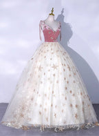 Lovely Ivory Tulle Ball Gown Straps Prom Dresses Ivory Sweet 16 Dresses Prom Dresses