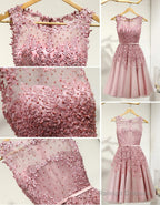 Lovely Junior Round Neckline Sleeveless Lace Appliques Sweetheart Keyhole Back Homecoming Dress