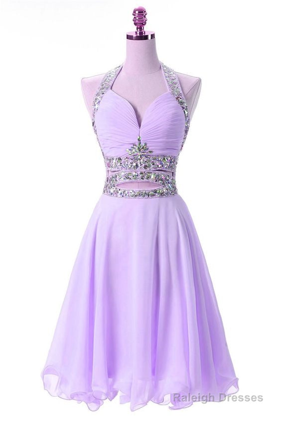 Lovely Lavender Chiffon Knee Length Prom Dress Cute Teen Prom Dresses Homecoming Dress