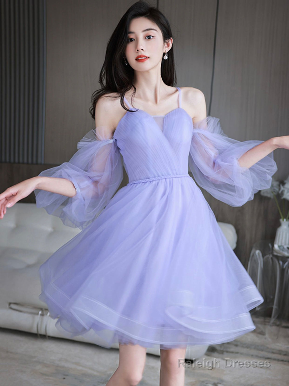 Lovely Lavender Short Prom Dresses Off The Shoulder Homecoming Dresses Prom Dresses