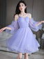Lovely Lavender Short Prom Dresses Off The Shoulder Homecoming Dresses Prom Dresses