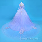 Lovely Lavender Tulle Flower Lace Ball Gown Prom Gown Lavender Sweet 16 Dress