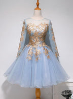 Lovely Light Blue Knee Length Prom Dresses Short Prom Dresses