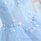 Lovely Light Blue Lace Cap Sleeve Sweet 16 Prom Dress, Evening Dress