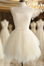 Lovely Light Champagne Short Tulle Party Dress, Cute Prom Dress, Homecoming Dress For Teens