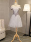 Lovely Light Grey Homecoming Dress , Tulle Short Prom Dress