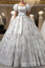 Lovely Light Grey Tulle Sequins Long Prom Dress, A-Line Grey Evening Party Dress
