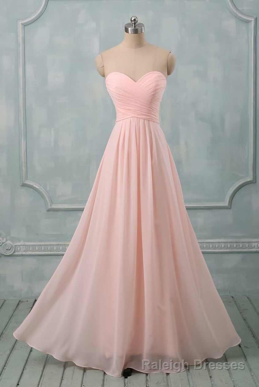 Lovely Light Pink Sweetheart Long Bridesmaid Dress, Long Prom Dress Main image