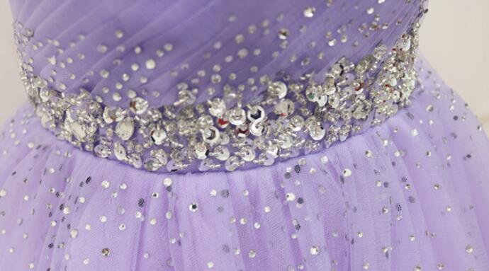 Lovely Light Purple Beaded Short Prom Dresses Off Shoulder Homecoming Dresses