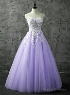 Lovely Light Purple Tulle Sweetheart Prom Gown, Tulle Sweet 16 Dresses