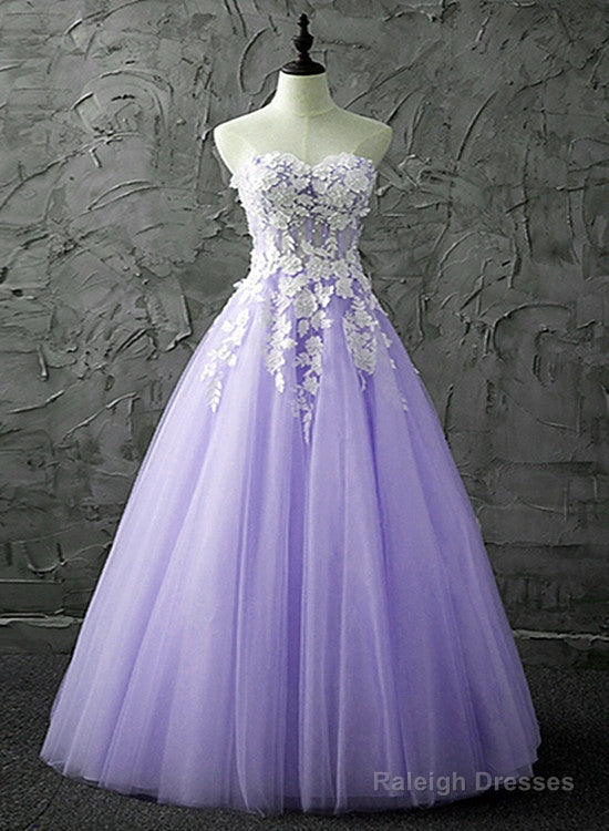 Lovely Light Purple Tulle Sweetheart Prom Gown, Tulle Sweet 16 Dresses