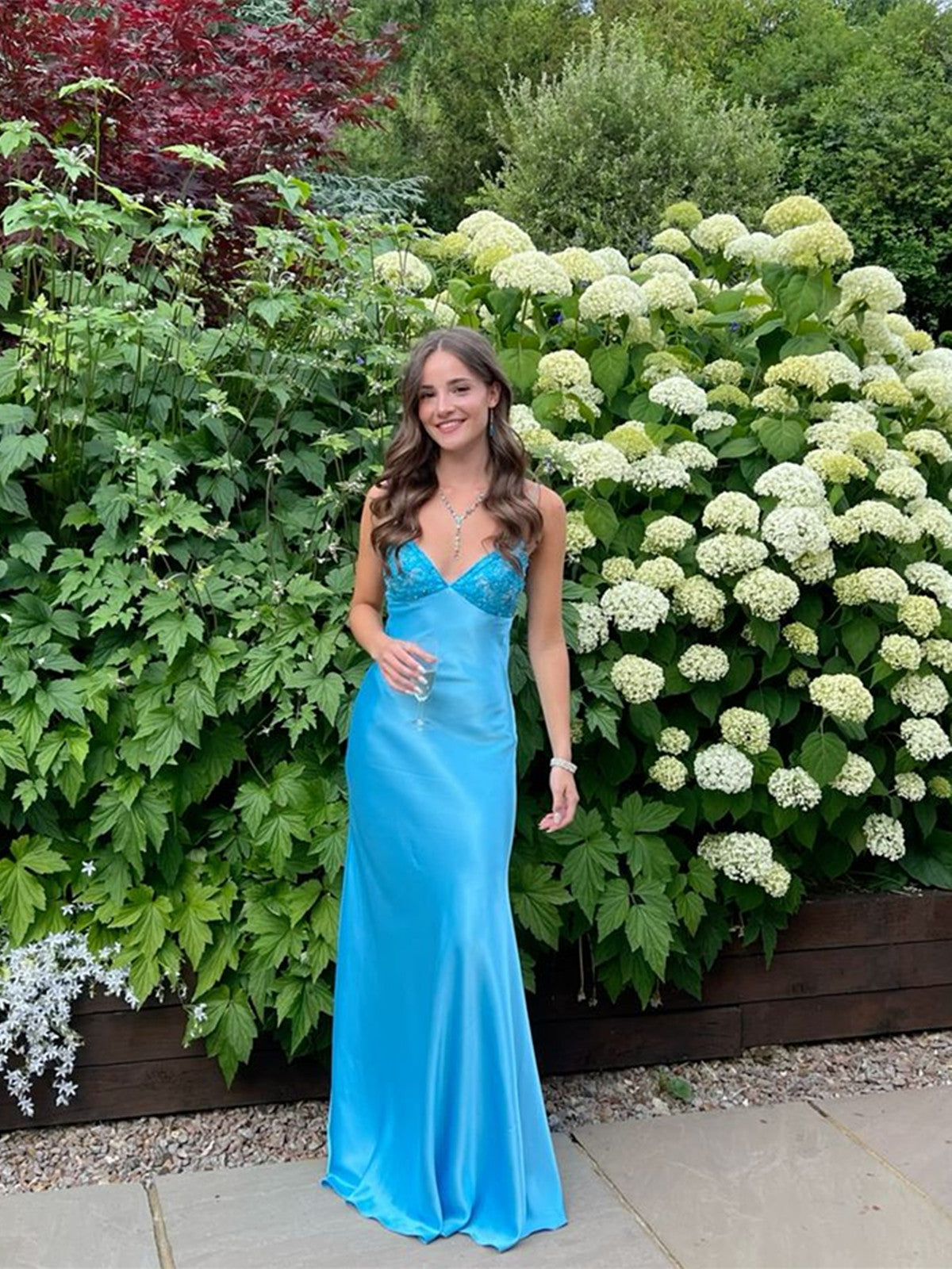 Lovely Long Blue Straps Sweetheart Prom Dresses Prom Dresses Blue Satin Prom Dresses