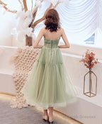 Lovely Mint Green Tulle Layers Tea Length Party Dresses, Green Formal Dresses