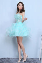 Lovely Mint Green Tulle Short Party Dresses Formal Dress, Cute Short Homecoming Dresses