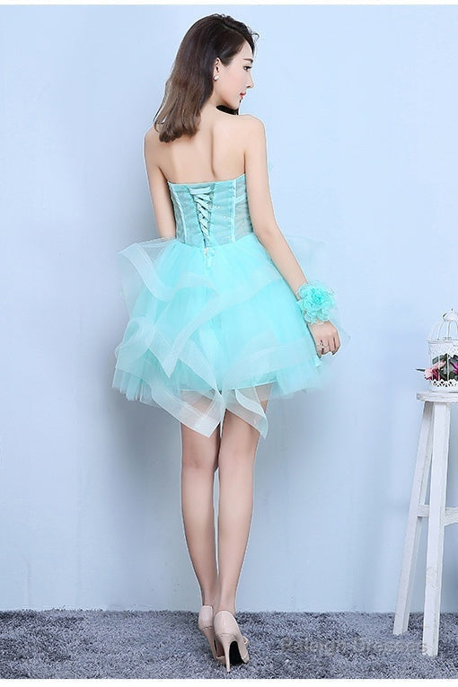 Lovely Mint Green Tulle Short Party Dresses Formal Dress, Cute Short Homecoming Dresses