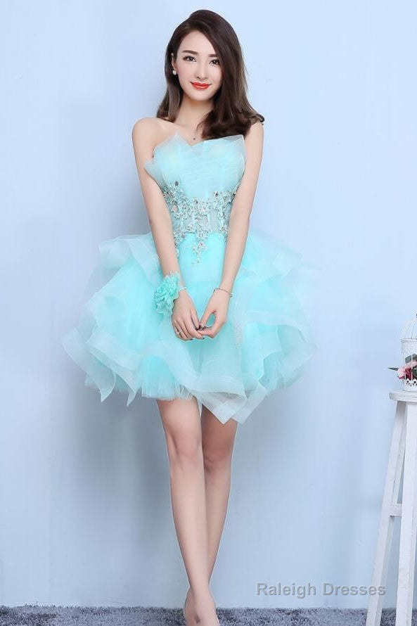 Lovely Mint Green Tulle Short Party Dresses Formal Dress, Cute Short Homecoming Dresses Main image