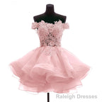 Lovely Off Shoulder Organza and Lace Sweetheart Prom Dress, Homecoming Dresses