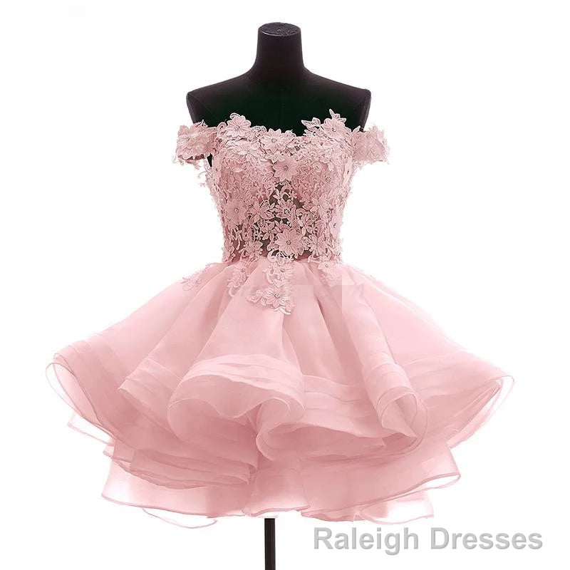 Lovely Off Shoulder Organza and Lace Sweetheart Prom Dress, Homecoming Dresses