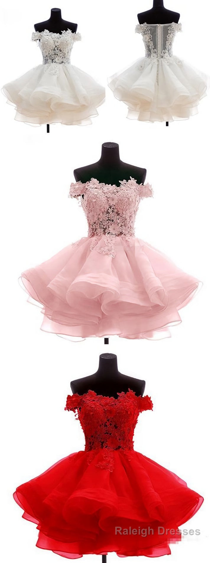 Lovely Off Shoulder Organza and Lace Sweetheart Prom Dress, Homecoming Dresses Main image