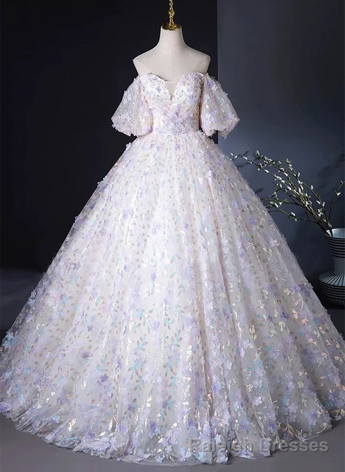 Lovely Off Shoulder Sweetheart Lace Long Formal Dress, Lace Party Dress Prom Dress Main image