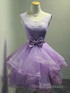 Lovely Organza And Lace Purple Layers Short Homecoming Dresses Lavender Prom Dress