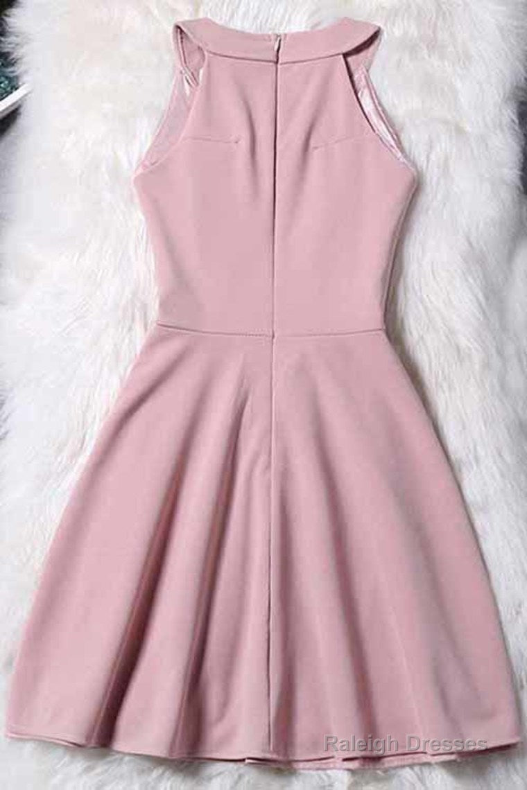 Lovely Pink Halter Chiffon Short Party Dress, Homecoming Dresses Secondary image
