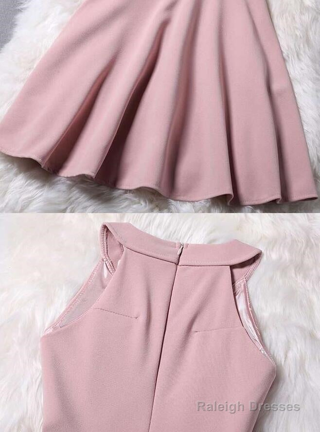 Lovely Pink Halter Chiffon Short Prom Dresses Homecoming Dress