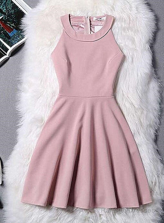Lovely Pink Halter Chiffon Short Party Dress, Homecoming Dresses Main image