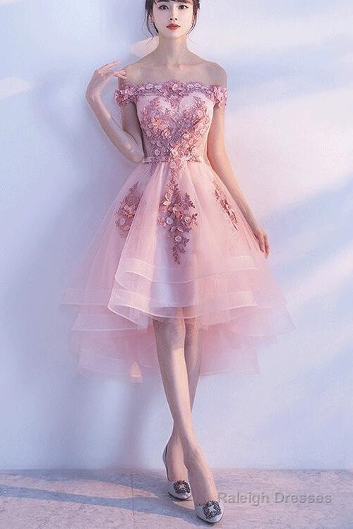 Lovely Pink High Low Party Dress, Tulle Prom Dresses, Homecoming Dress Main image