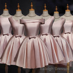 Lovely Pink Satin Short Homecoming Dresses Prom Dress, Pink Short Prom Dress