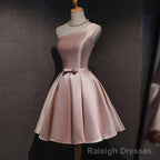 Lovely Pink Satin Short Homecoming Dresses Party Dress, Pink Short Prom Dress