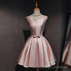 Lovely Pink Satin Short Homecoming Dresses Prom Dress, Pink Short Prom Dress