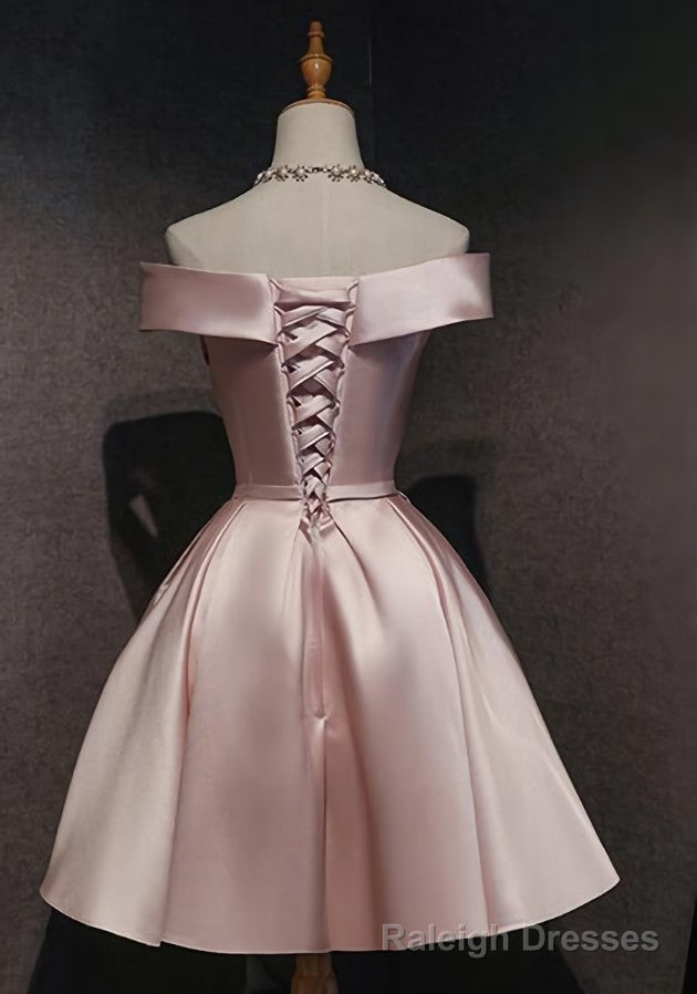 Lovely Pink Satin Short Homecoming Dresses Prom Dress, Pink Short Prom Dress