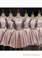 Lovely Pink Satin Short Homecoming Dresses Prom Dress, Pink Short Prom Dress