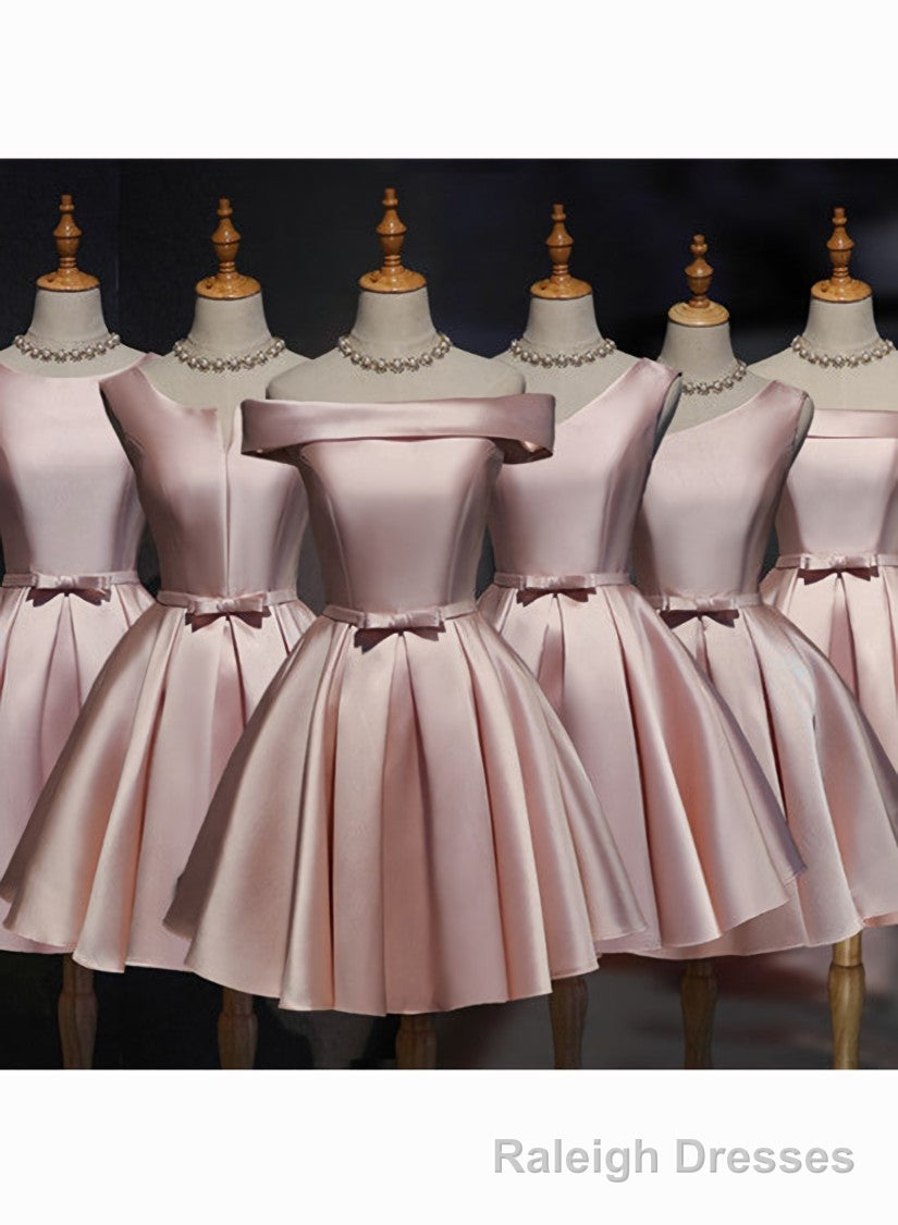 Lovely Pink Satin Short Homecoming Dresses Prom Dress, Pink Short Prom Dress