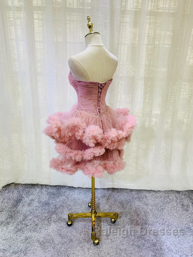 Lovely Pink Sweetheart Beaded Short Cocktail Dress, Pink Homecoming Dress Party Dress