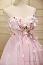 Lovely Pink Tulle with Flowers Short Party Dress, Pink Tulle Homecoming Dresses